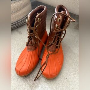 Lauren Ralph Lauren Makenna Leather Rubber lace up duck boots size 10
